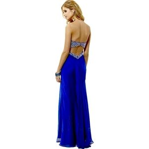🆕 Faviana royal blue rhinestone strapless dress women’s size 4